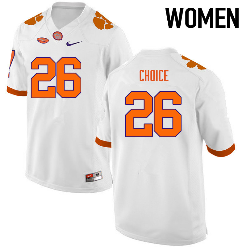 Women Clemson Tigers #26 Adam Choice College Football Jerseys-White